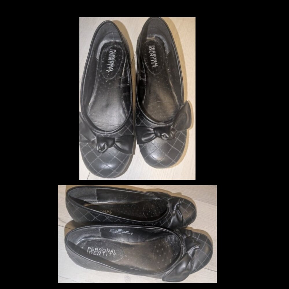 Personal Identity Black Flats W/ Bow Womens Shoes Size 9 M